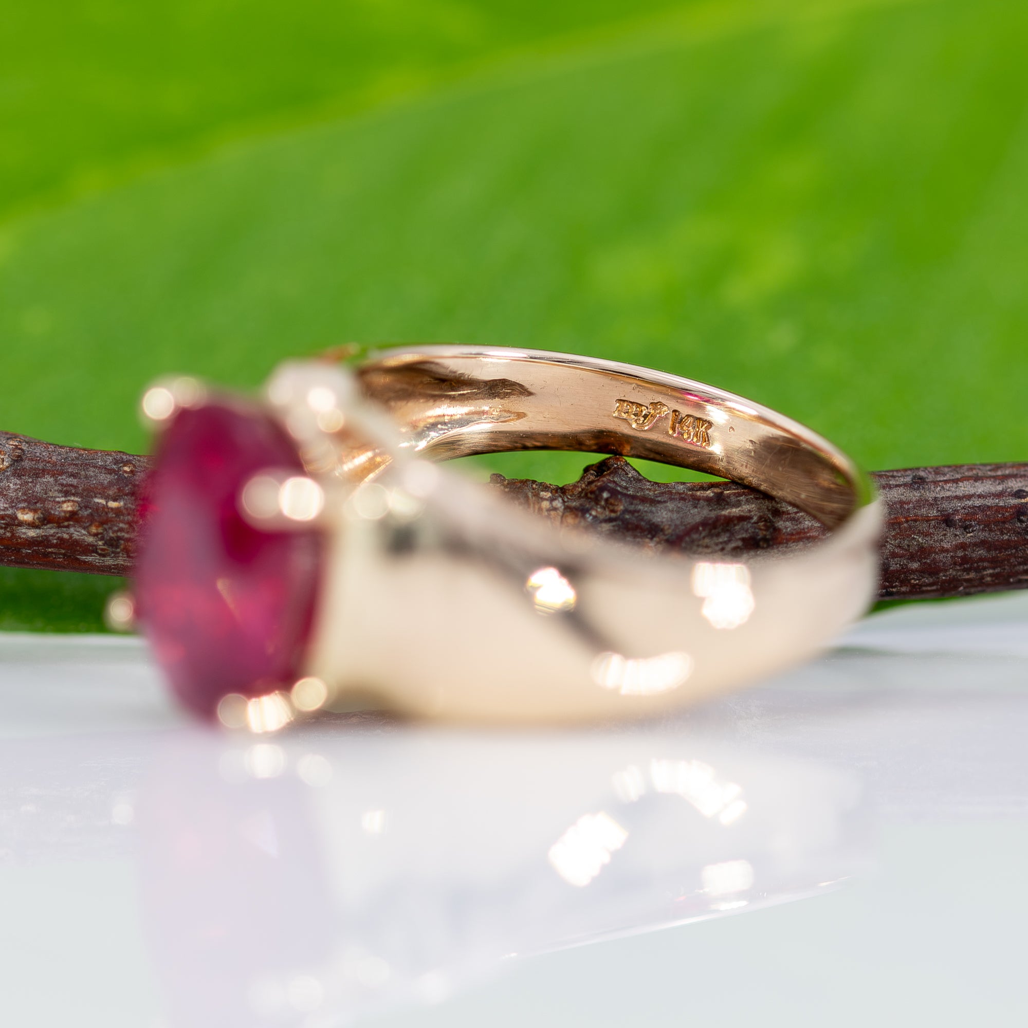 14K yellow gold Madagascar ruby estate ring