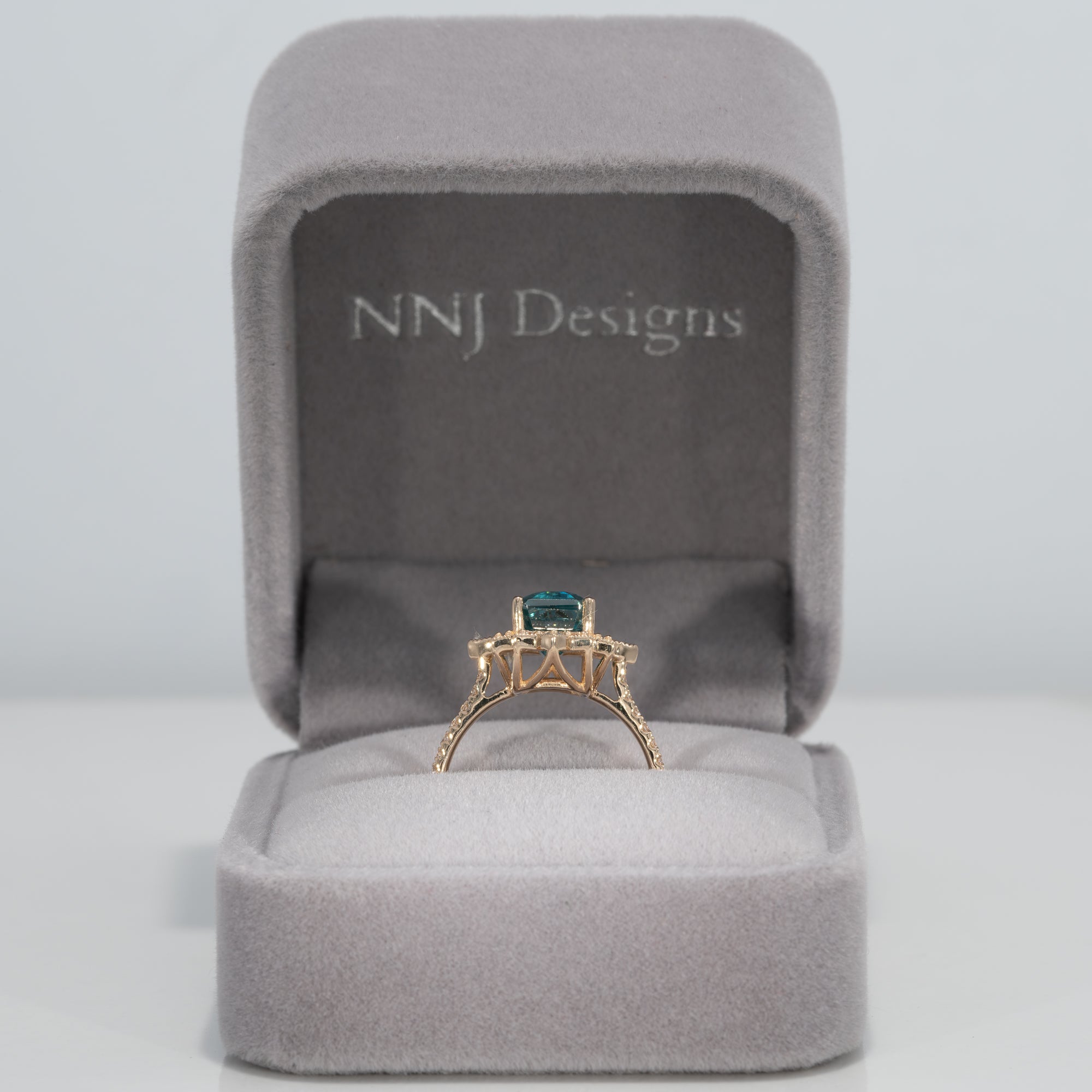 14K yellow gold cambodian blue zircon ring