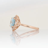 3.1Ct Aquamarine Ring with Natural Diamonds Accents: Solid 14K Gold, Oval 11x9mm