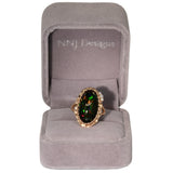 Adele 8.6Ct Black Opal Ring with Natural Diamond Accents: Solid 14K Gold, 20x11.5mm