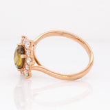 Vaila 14k Solid Gold Sphene Ring with Natural Diamond Accents | 8x6mm