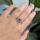 Genevieve 14K Solid Gold Cornflower Blue Sapphire and Natural Diamonds Ring | CU 8x7mm