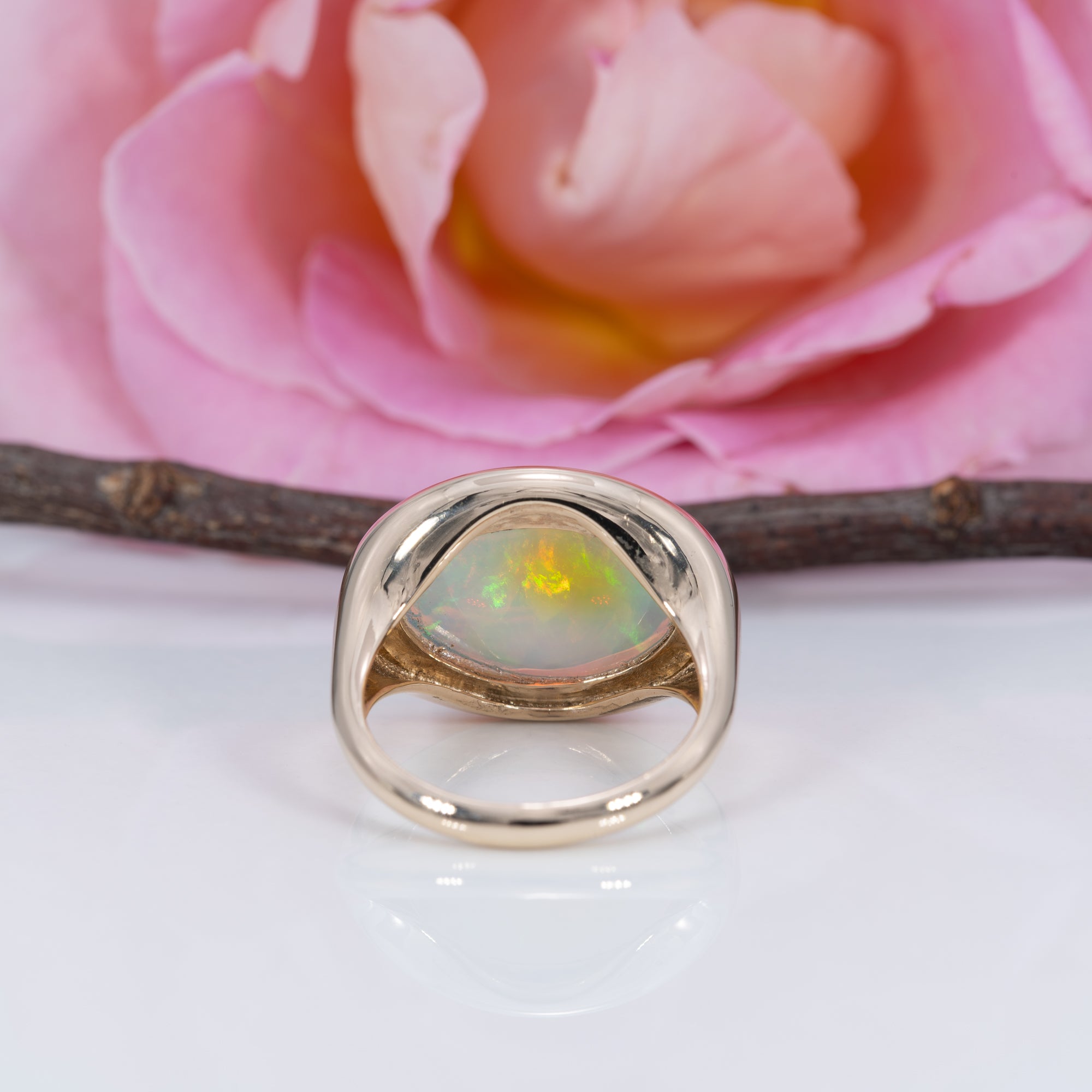 14K yellow gold ethiopian opal ring