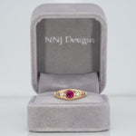 14K yellow gold Burma ruby ring with diamond accents