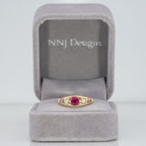 14K yellow gold Burma ruby ring with diamond accents