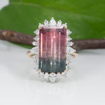 14K white & yellow gold bi-color tourmaline ring