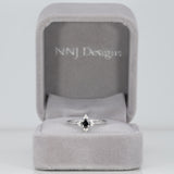 14K white gold black diamond ring with diamond accents