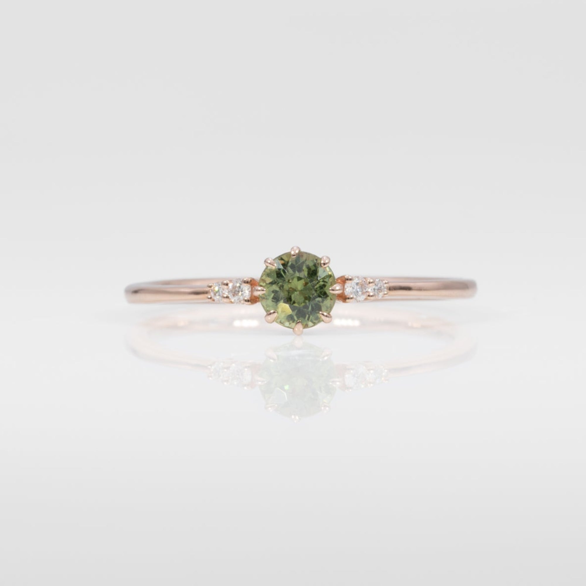 14K rose gold demantoid garnet ring