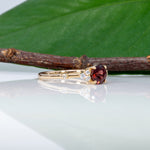 14K yellow gold red spinel ring with diamond accents