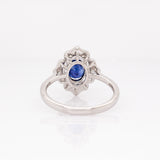Sorrel Solid 14k White Gold Ceylon Sapphire Ring with Natural Diamonds Accents | 7x5mm