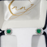 14K white gold colombian emerald earrings