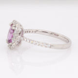 Rella Solid 14k White Gold Pink Sapphire Ring with Natural Diamond Accents | Emerald cut, 7x5mm