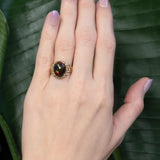 3.3Ct Natural Black Opal Ring with Diamond Accents in Solid 14K Gold – 13x10.5mm Oval Dark Opal Statement Ring