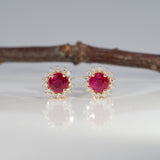 14K yellow gold burma ruby earrings