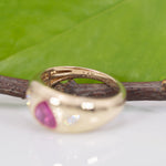 14K yellow gold pink sapphire ring