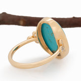 Taylor Solid 14k Gold  Sonoran Turquoise Ring with Natural Diamonds, 16x12mm