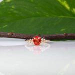 14K yellow gold padparadscha sapphire ring with diamonds