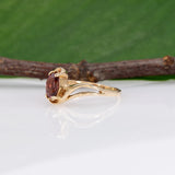 14K yellow gold orange spinel estate solitaire ring