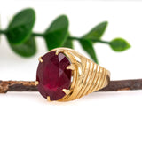 Estate 22K Solid Yellow Gold Ruby Ring | Oval 15x12mm