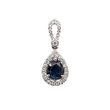 Delphine 14K White Gold AA Ceylon Blue Sapphire and Diamond Pendant | PE 6.5x4.5mm