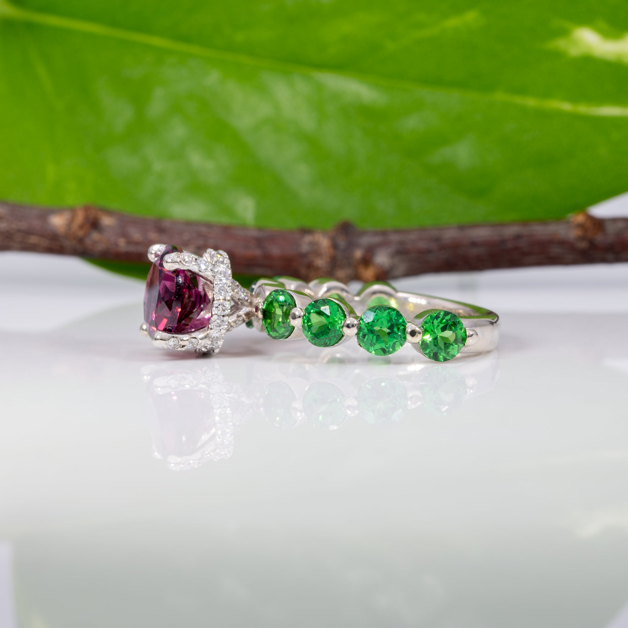 14K white gold purple garnet ring