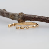 14K yellow gold diamond open stacking band ring