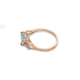 Zivah  Solid 14k Gold Aquamarine Ring with Natural Diamond Accents, Trillion 8mm