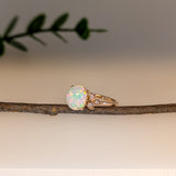 2.3ct Opal Ring w Natural Diamond Accents in Solid 14K Yellow Gold | OV 10x8mm