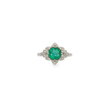 Ariax Solid 14k Gold Colombian Emerald Ring with Natural Diamonds Accents, 7mm