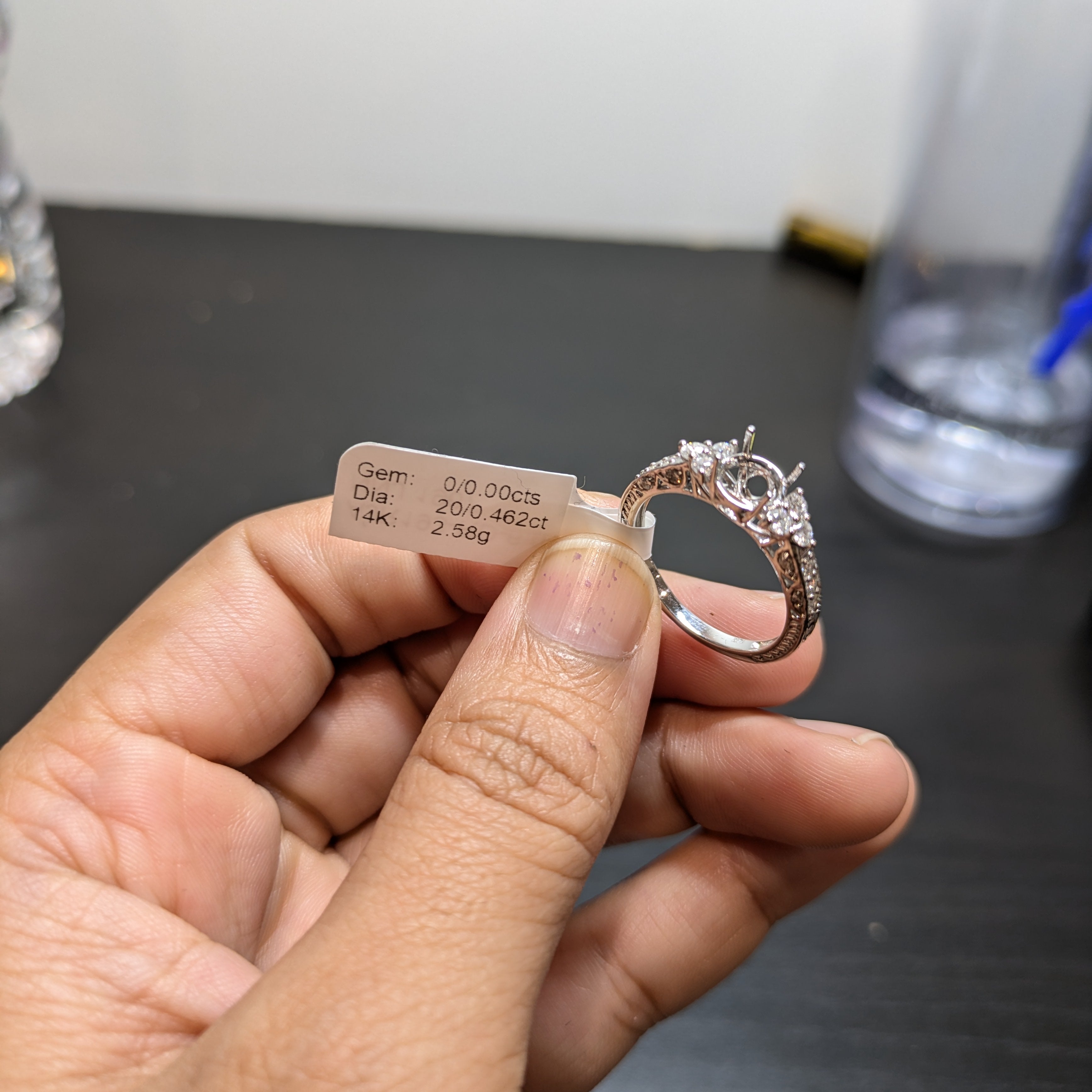 Vintage Inspired Ring Semi Mount w filigree design & pave diamond