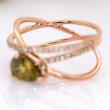 Aditi 14K Rose Gold Sphene and Natural Diamonds Ring | Pear Shape 8x6mm