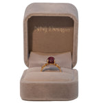 14K rose gold star ruby cabochon ring with diamond accents