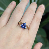 Dahlia Solid 14k Rose Gold Tanzanite Ring | Trillion Shaped, 9mm | Celtic love Knot Shank