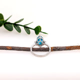 Oshi 14K White Gold Blue Zircon Diamond Ring | Pear Shape 9x7mm
