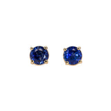 5mm Round - 14K Gold AAA Ceylon Sapphire Solitaire Studs