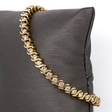 Estate 14K Yellow Gold Diamond Tennis Bracelet | Box Clasp Closure