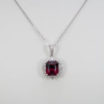 14K white gold rhodolite garnet pendant