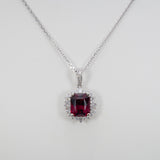 14K white gold rhodolite garnet pendant