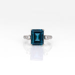 10K yellow gold London blue topaz estate ring with diamonds