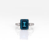 10K yellow gold London blue topaz estate ring with diamonds