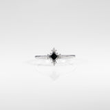 14K white gold black diamond ring with diamond accents
