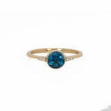 Saffi Solid 14k Gold London Blue Topaz Ring with Natural Diamonds Accents: 5.5mm