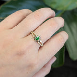Clover 14K Yellow Gold Tsavorite Garnet and Diamond Ring | RD 4mm