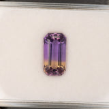 Natural Brazilian Ametrine Emerald Cut Loose Gemstone – Earth Mined Bi-Color Quartz, Collector Gem, 15x8mm 6.24ct