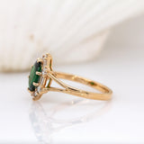 Prissy 14K Yellow Gold Tsavorite and Diamond Ring | OV 9x7mm
