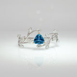 Eulalia Solid 14k Gold Aquamarine Ring with Earth Mined Diamond Accents, Trillion 5mm