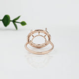 Lovely East West Oval Ring Semi Mount with a Halo of Natural Diamond Accents in Solid 14k Gold | Oval Shape | Customizable