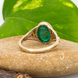 Arlo Solid 14K Gold  Zambian Emerald Ring with Natural Diamonds Accents: Oval, 11.3x8mm