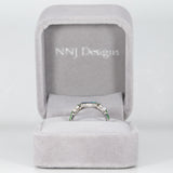 14K white gold boulder opal cabochon ring with tsavorite accents