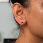 14K yellow gold burma ruby earrings